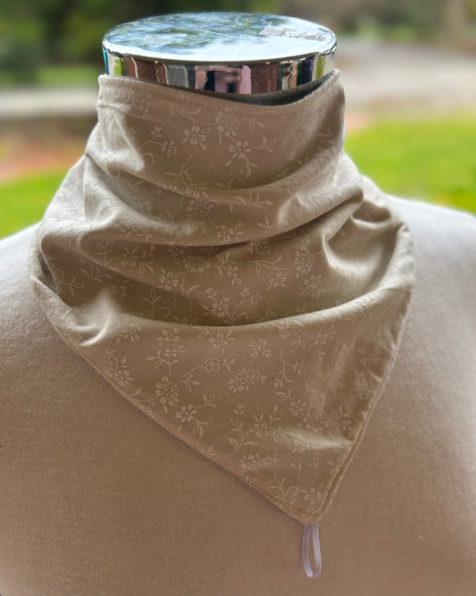 Cotton/Fleece Neck Scarf - Cream Floral